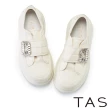 【TAS】方鑽釦布面厚底休閒鞋(米色)