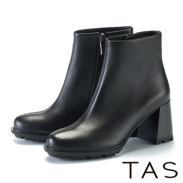 TAS 真皮綁帶鋸齒厚底德比鞋(黑色)優惠推薦
