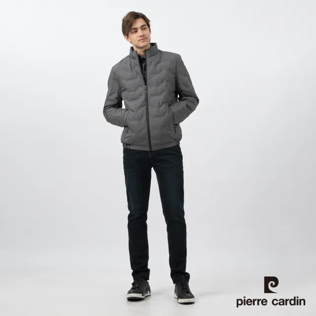 【pierre cardin 皮爾卡登】男款 都會休閒立領羽絨夾克外套-灰色(5235771-96)