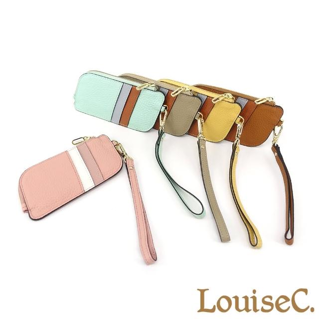 【LouiseC.】Tree House 真牛皮L型拉鍊票卡零錢鑰匙包-5色-附手腕帶(CC3091)
