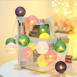 【半島良品】糖果色_150cm棉球燈/聖誕燈 裝飾燈(掛布燈串  居家布置 聖誕布置)