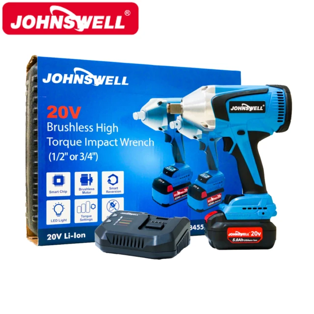 Johnswell 20V鋰電無刷衝擊扳手-雙電5.0AH(