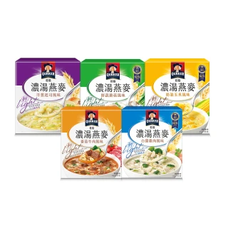 【QUAKER 桂格】濃湯燕麥系列口味任選3入組(鮮蔬蘑菇/番茄牛肉風味/奶油玉米/白醬雞肉風味/洋蔥起司)