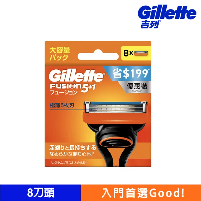 【Gillette 吉列】鋒隱系列手動刮鬍刀頭-8刀頭 (俐落乾淨 持久如新)