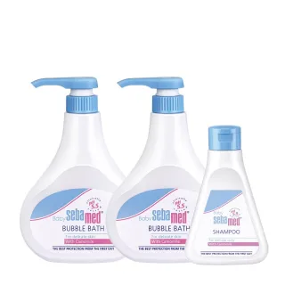 【SEBAMED 施巴】嬰兒泡泡浴露500mlx2+嬰幼兒洗髮乳150mlx1(總代理)