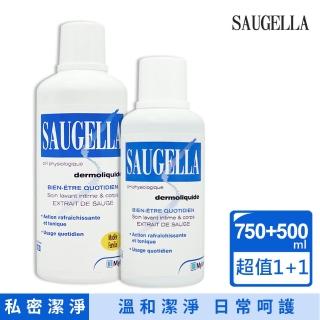 【SAUGELLA 賽吉兒】菁萃潔浴凝露_日用型 750ml+500ml(超值增量組 平行輸入)