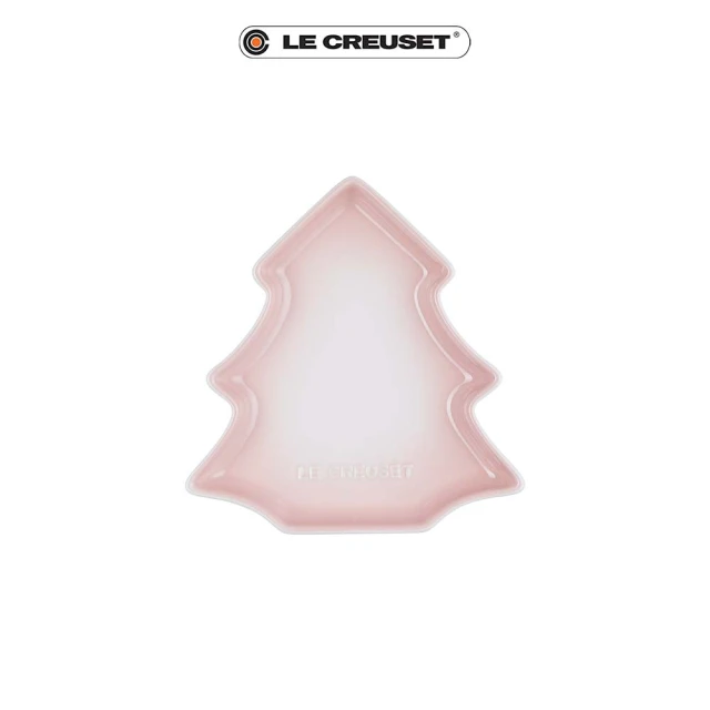 【Le Creuset】瓷器聖誕樹造型點心盤(貝殼粉)