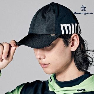 【Munsingwear】企鵝牌 男款黑色可調式高爾夫運動印花字母帽 MGSE0C00