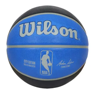 【WILSON】NBA城市系列-獨行俠-橡膠籃球 7號籃球-訓練 室外 室內 藍黑灰(WZ4024207XB7)