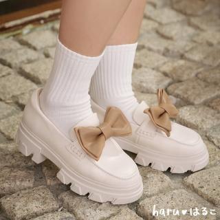 【Ann’S】ANNSTAR 春妞聯名-英倫情人可拆蝴蝶結鋸齒樂福鞋4.5cm(米白)