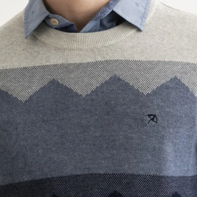 【Arnold Palmer 雨傘】男裝-漸層設計感圓領毛衣(灰色)