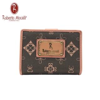 【Roberto Mocali】母親節禮物 義大利典雅粉單鈔14卡雙零錢格短夾(RM-75201)