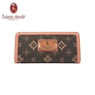 【Roberto Mocali】義大利典雅粉3鈔13卡單零錢格長夾(RM-75210)