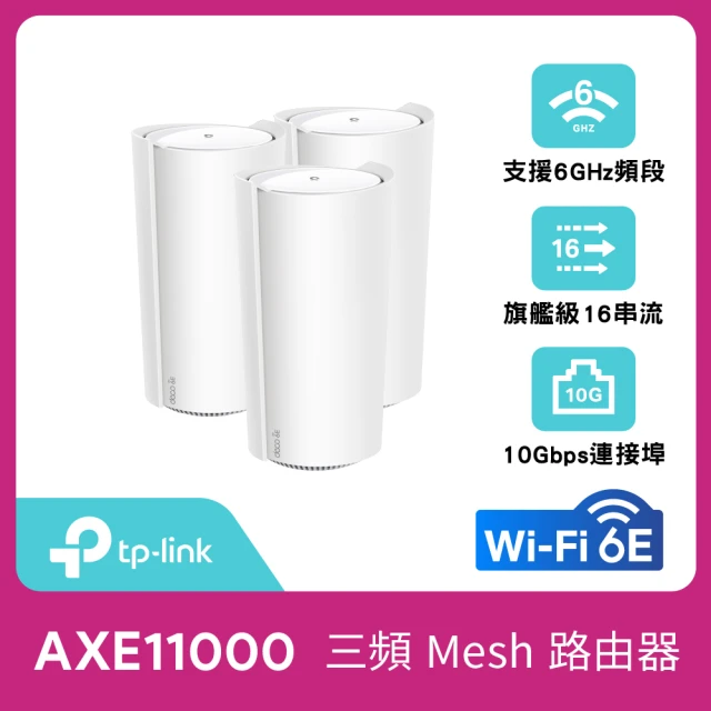 TP-Link 三入組-Deco XE200 WiFi 6E AXE11000 三頻Gigabit 真Mesh 無線網路網狀路由器(Wi-Fi 6E分享器)