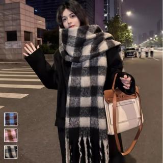 【Amirr 艾米爾】★ 棋盤格仿羊絨圍巾(披肩/女圍巾/防寒)