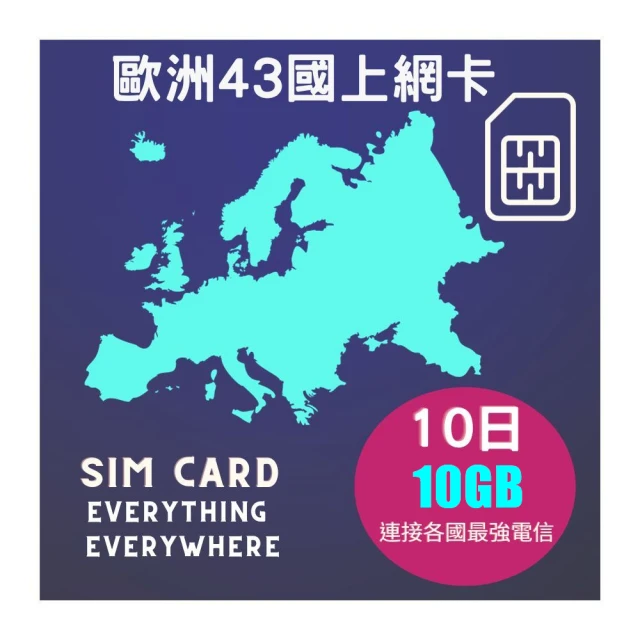 EU CARE 歐台絲路 歐洲上網卡不限量10天43國12G
