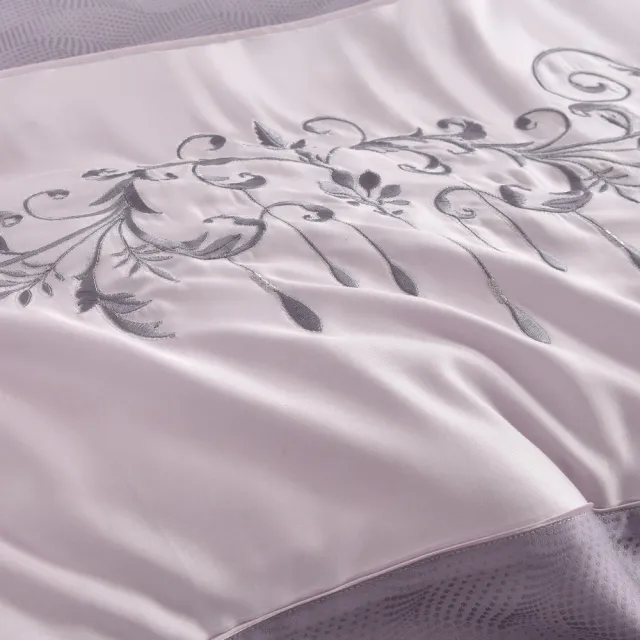 【織眠家族】40支刺繡萊賽爾四件式兩用被床包組 典藏緹花-紫(雙人)