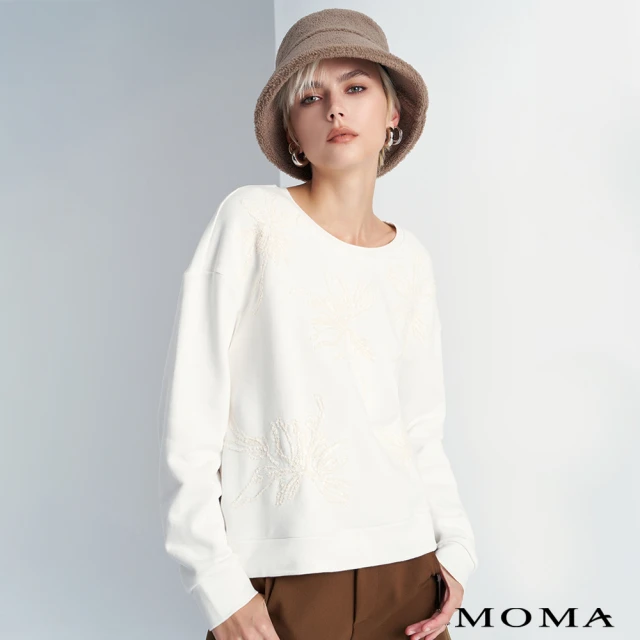 MOMA 簡約太空棉繡花衛衣(兩色)折扣推薦