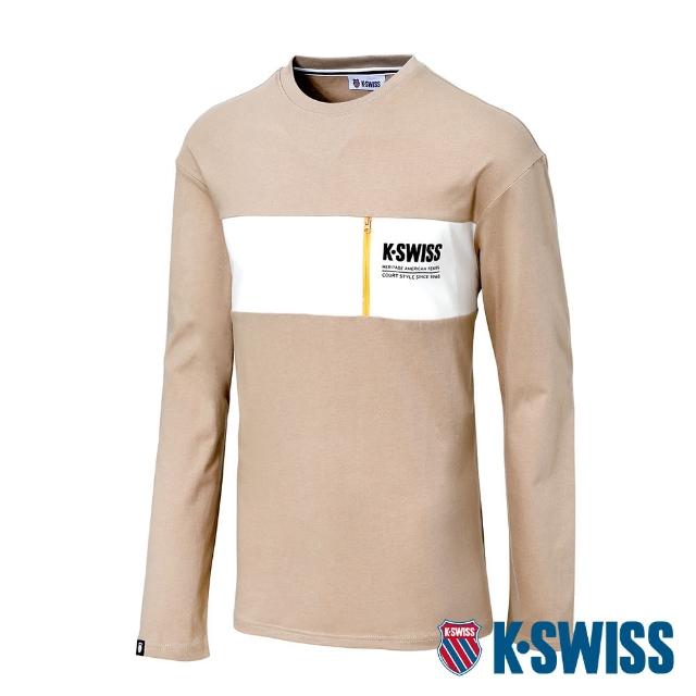 【K-SWISS】長袖T恤 Panel Tee-男-奶茶(109123-253)