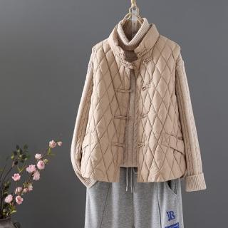 【Paiya 派亞】秋冬新款文藝復古盤扣輕薄羽絨棉服馬甲(M-3XL)