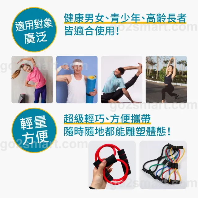 8字拉力彈力繩拉力帶 15磅(拉伸帶/瑜伽/鍛煉手臂/重訓健身/伸展拉力繩/拉力器伸展)