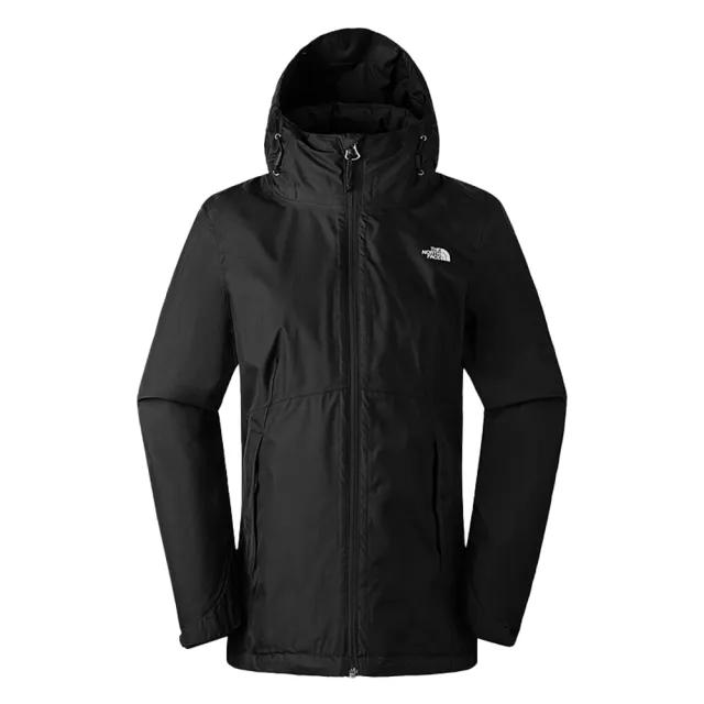 【The North Face 官方旗艦】北面女款黑色DryVent防水透氣保暖連帽三合一外套｜88RXJK3