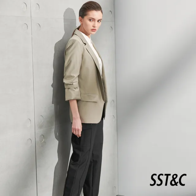 【SST&C】女裝 橄欖綠七分袖抽皺外套8162205005(雙11精選)