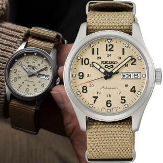 【SEIKO 精工】5 Sports 軍風 卡其色機械錶 指標錶 手錶 送禮(4R36-13P0U/SRPJ83K1)