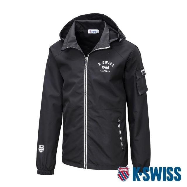 【K-SWISS】防風外套 Attached Hoodie Jkt-男-黑(109130-008)