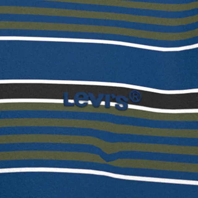 【LEVIS 官方旗艦】男款 寬鬆版長袖條紋T恤 / 迷你字母Logo 熱賣單品 A6887-0009