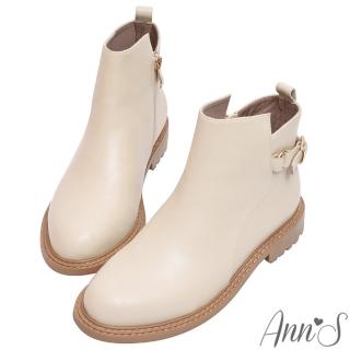 【Ann’S】諾拉-後釦帶挖低顯瘦小羊皮真皮平底短靴3cm(米)