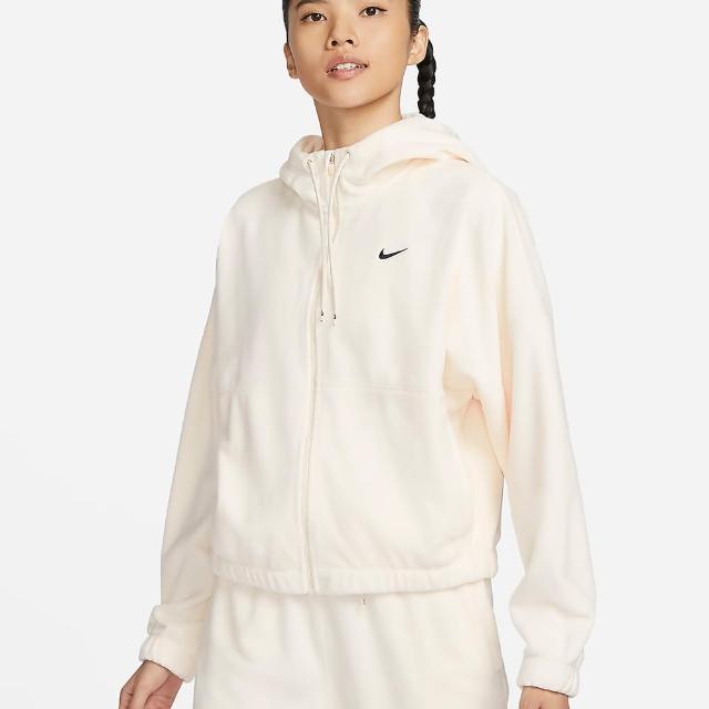 【NIKE 耐吉】Oversize 長袖上衣 搖粒絨 訓練 AS W NK ONE TF FZ HOODIE POLAR 女款 白(FB5639110)