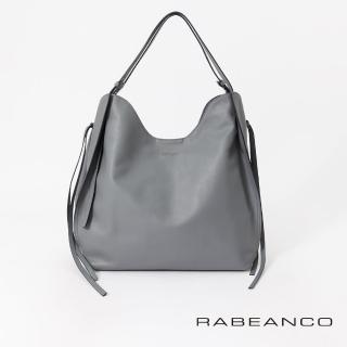 【RABEANCO】真牛皮束口肩背子母包(灰/出清/母情節/限量)