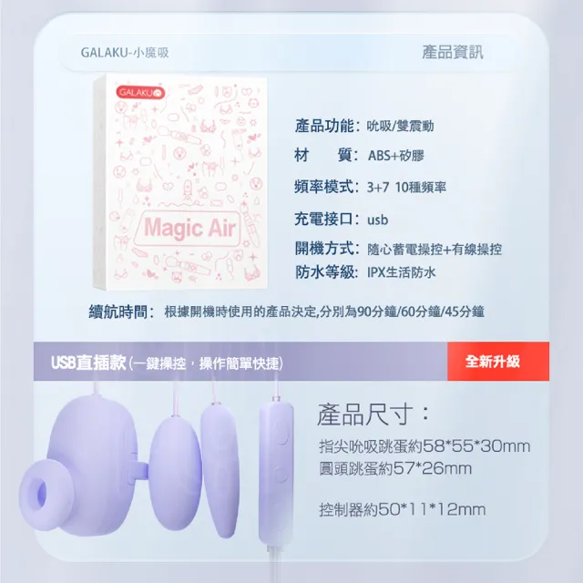 【GALAKU】小魔吸 吮吸震動跳蛋 吸允器 USB直插款(自慰器女用 跳蛋 情趣用品女用 女性情趣用品)