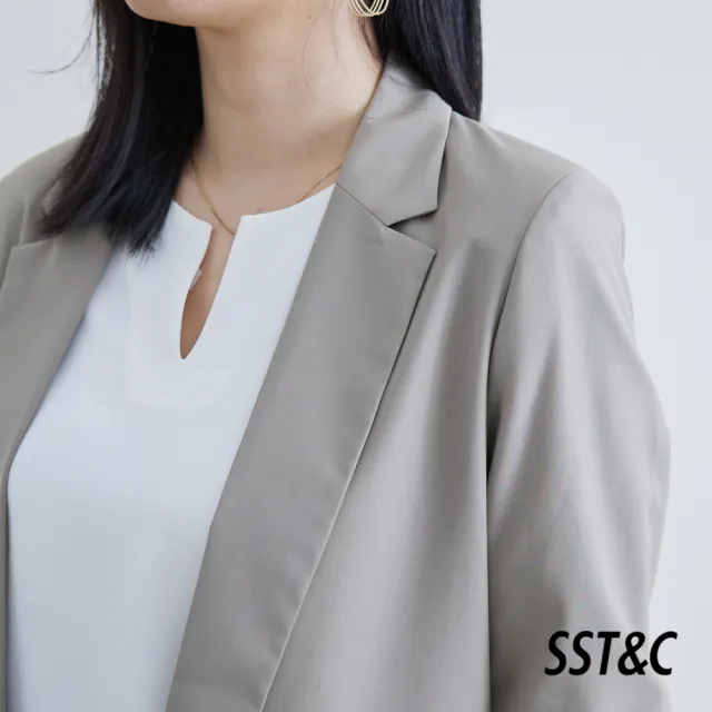 【SST&C】女裝 橄欖綠七分袖抽皺外套8162205005(雙11精選)