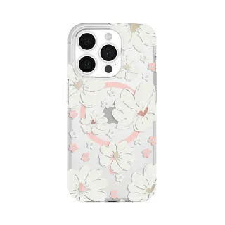 【KATE SPADE】iPhone 15 Pro Max MagSafe 精品手機殼 純白牡丹(磁吸)