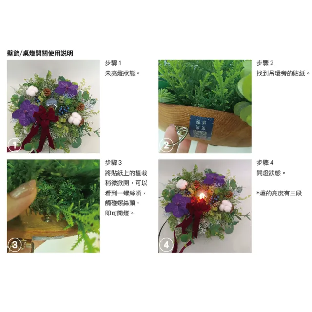 【HUGO DECO 榆果傢飾】紫萬代蘭花圈燈飾 壁飾 桌燈(特級擬真植栽/佈置/派對/節慶)