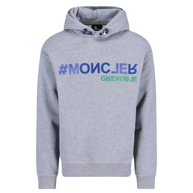 【MONCLER】男款 Grenoble Day-Namic 系列 品牌LOGO 長袖帽T-灰色(S號、M號)
