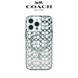 【COACH】iPhone 15 Pro MagSafe 手機殼 軍綠經典大C(磁吸)