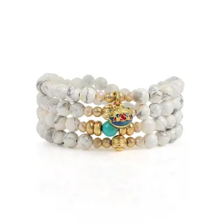 【石頭記】108顆平安珠手鍊-靜謐純潔(白紋石)