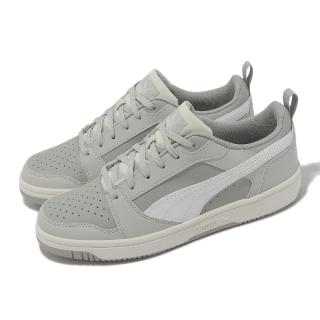 【PUMA】休閒鞋 Rebound V6 Low 男鞋 女鞋 灰 白 復古 皮革 低筒 情侶鞋(392328-10)