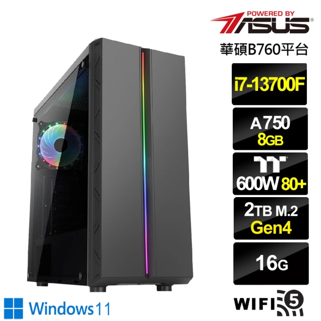 華碩平台華碩平台 i7十六核Arc A750 Win11{荒神刺客W}電競電腦(i7-13700F/華碩B760/16G/2TB)