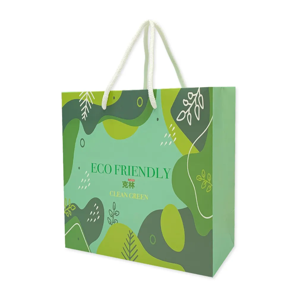 【CLEAN 克林】綠色意象 環保永續提袋(禮品袋 手提袋 愛地球 禮物包裝 手提紙袋 送禮 精美 進口質感紙)