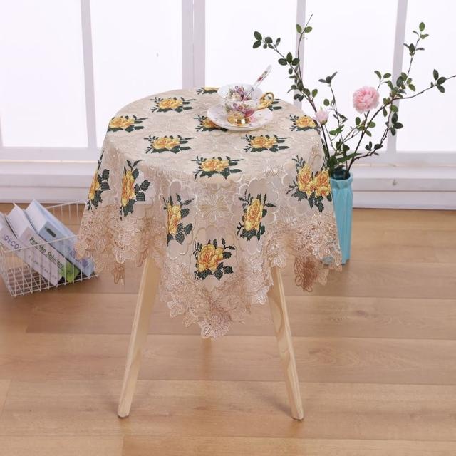 【JEN】十字繡蕾絲桌巾茶几防塵桌巾110*110CM