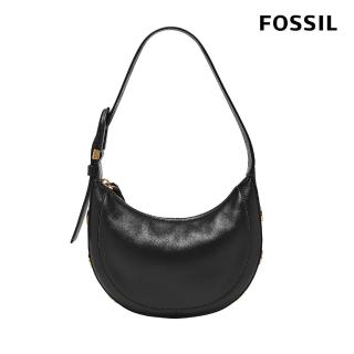 【FOSSIL 官方旗艦館】Harwell 真皮新月肩揹包-黑色 ZB1916001