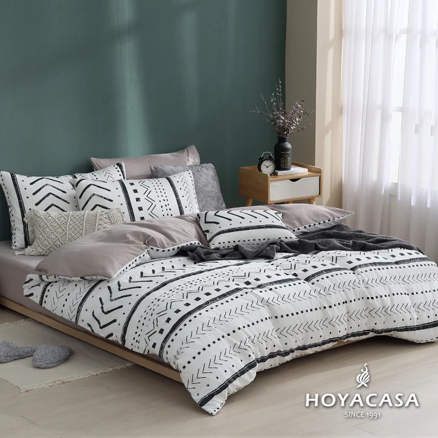 HOYACASA 禾雅寢具 100%精梳棉兩用被床包組-流光