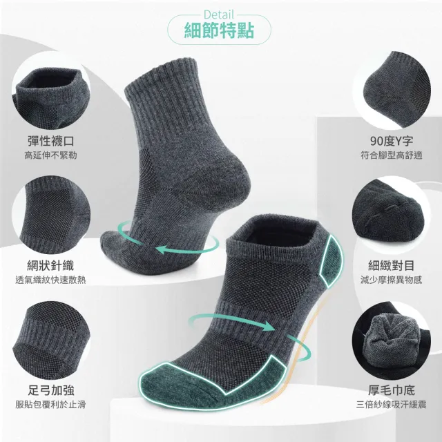 【GIAT】2雙組-石墨烯抗靜電足弓氣墊消臭襪(台灣製MIT-加贈石墨烯小腿套1雙)