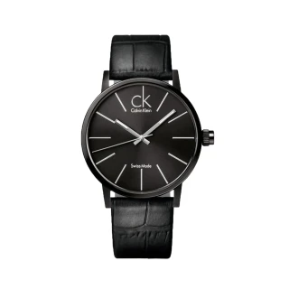【瑞士 CK手錶 Calvin Klein】黑面_不鏽鋼錶殼_皮革錶帶_時尚男錶(K7621401)