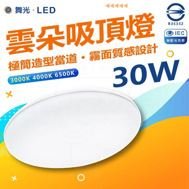 【DanceLight 舞光】單入組 LED 30W 高光效 LED 雲朵薄型吸頂燈(防塵防蟲卡扣安裝 超薄設計 高5.2CM)