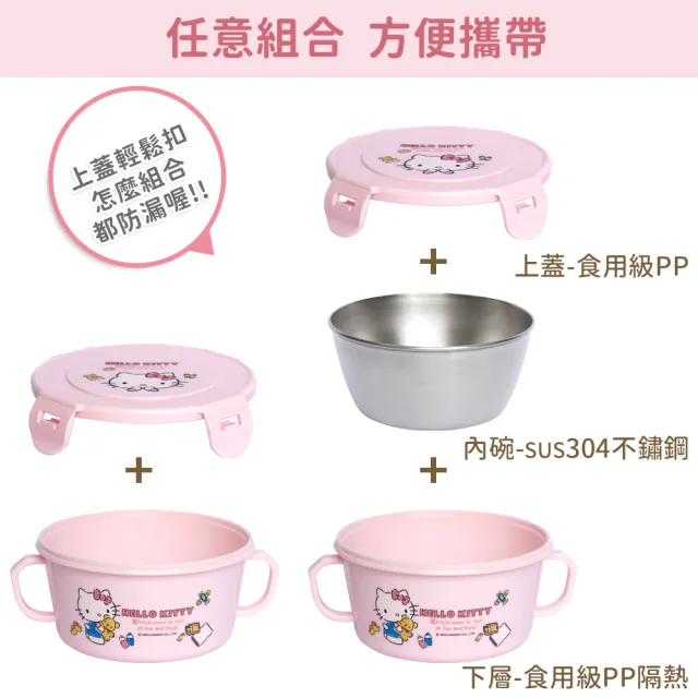 【SANRIO 三麗鷗】雙耳不鏽鋼隔熱環保碗 400ml 布丁狗/KITTY二款任選(全程台灣製 SGS檢測合格)